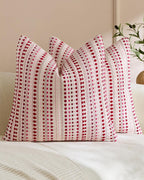 Bohemian Dot Woven Cushion Covers - Twin-Pack - Burgundy, 45cm x 45cm