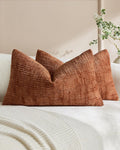 Chenille-Textured Cushion Covers - Twin-Pack - Terracotta, 30cm x 50cm
