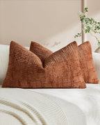 Chenille-Textured Cushion Covers - Twin-Pack - Terracotta, 30cm x 50cm
