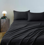 Vintage Washed Microfibre Sheet Set with Pillowcases - Black