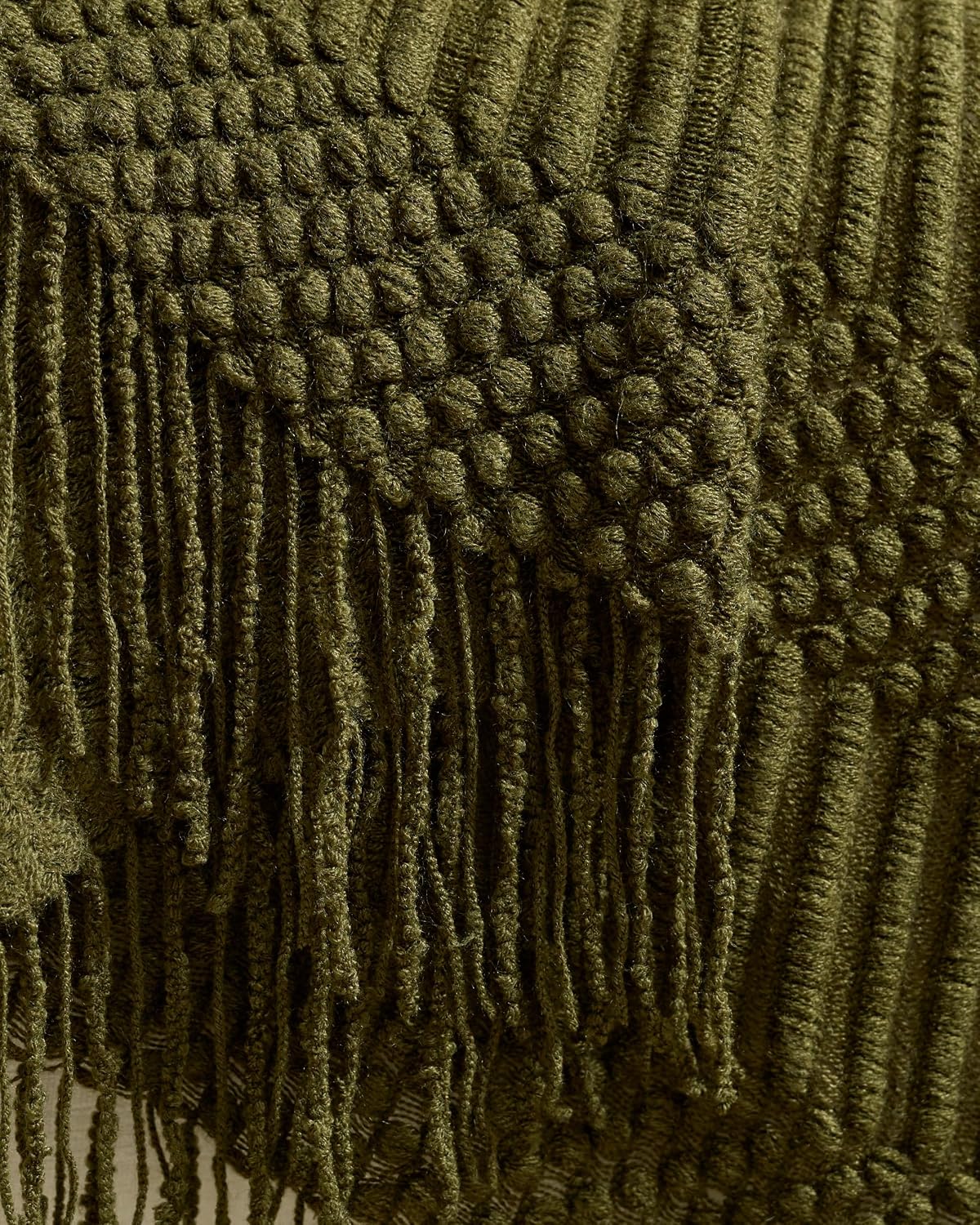 Bobble Textured Knitted Throw - Khaki Green, 130x170cm
