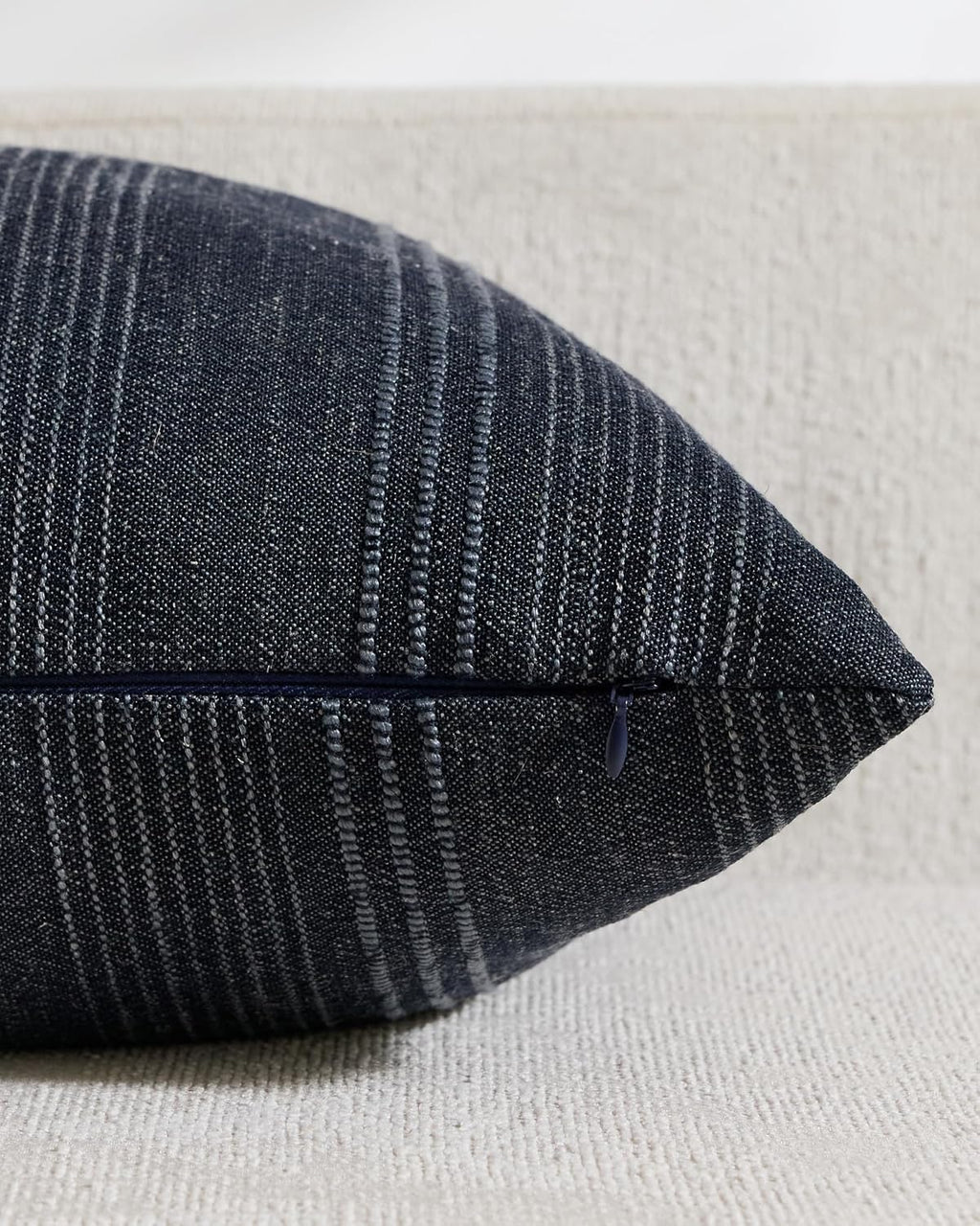 Linen Blend Striped Cushion Covers, Set of 2, Blue, 45x45cm