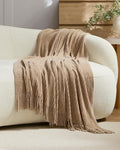 Chenille Knitted Throw - Natural, 130x170cm