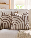 Tufted Arch Cushion Covers - Twin-Pack - Brown, 45cm x 45cm