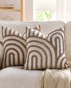 Tufted Arch Cushion Covers - Twin-Pack - Brown, 45cm x 45cm