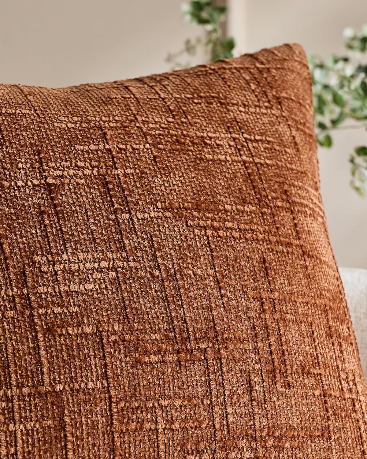 Chenille-Textured Cushion Covers - Twin-Pack - Terracotta, 30cm x 50cm
