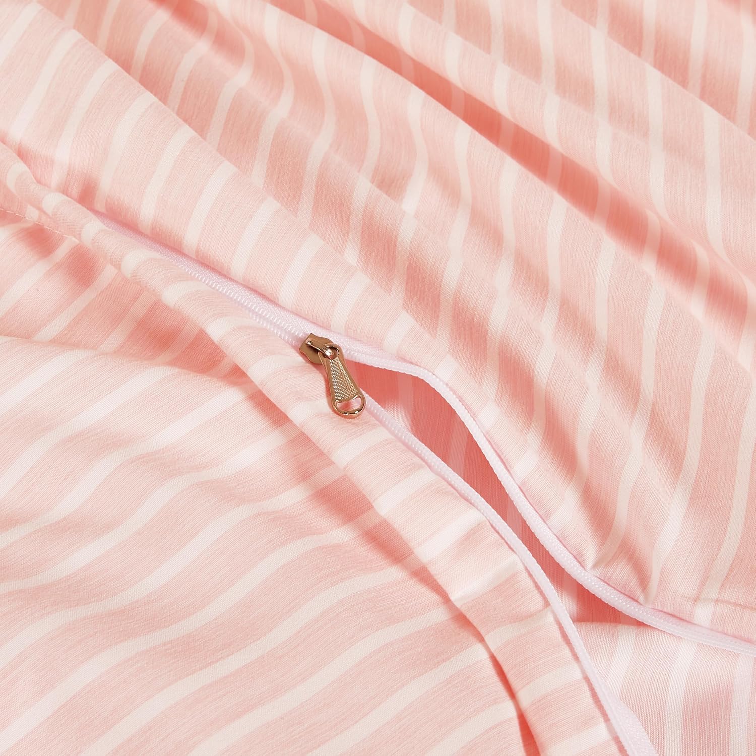 Yarn-Dyed Microfibre Stripe Quilt Cover Set - Light Pink