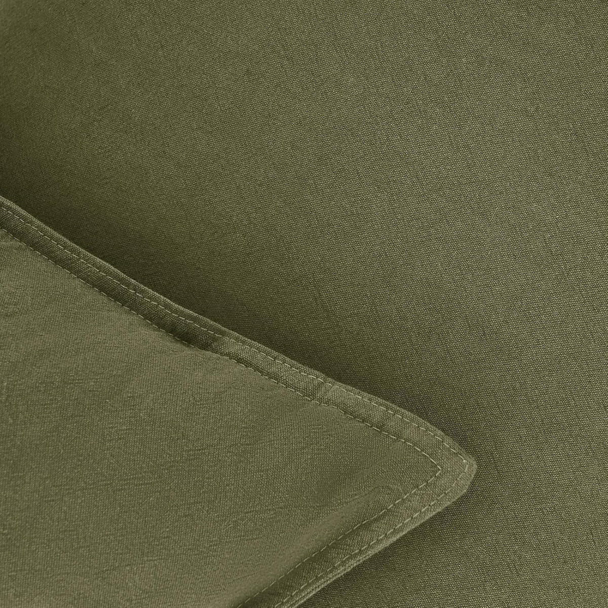 Linen-Cotton European Pillowcases - Soft & Breathable with Hidden Zipper Design - Olive Green, 65x65cm
