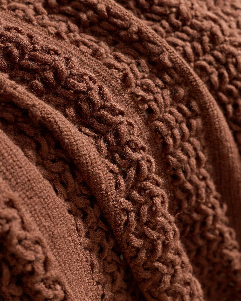 Boho Open-Knitted Throw - Brown, 130x170cm