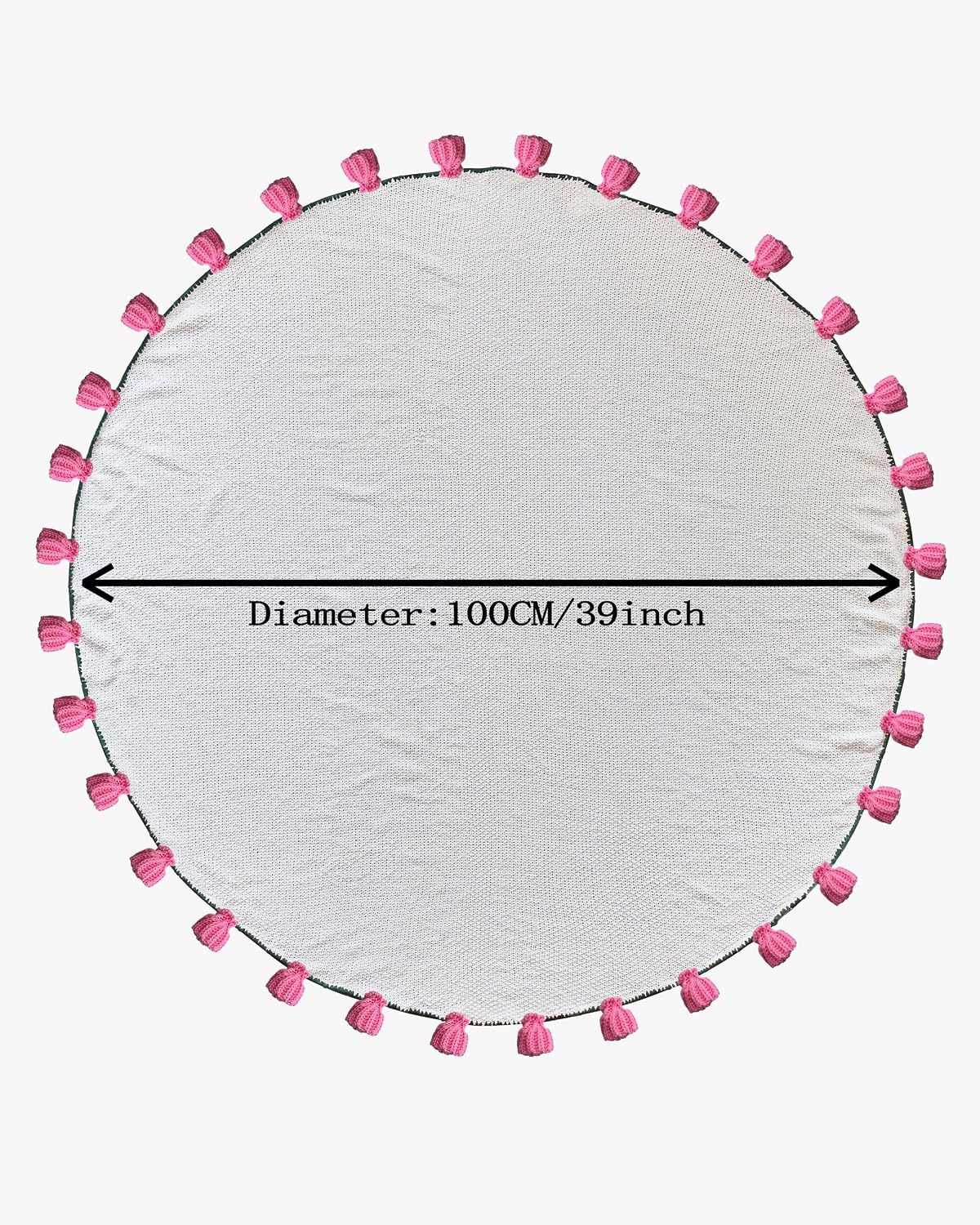 3-in-1 Round Rosebud Knit Throw - Pink, 100cm Diameter