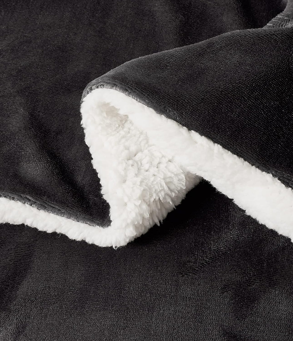 Teddy Sherpa Standard Pillowcases - Twin-Pack - Charcoal - 48cm x 73cm