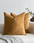 Chenille Waffle Cushion Covers - Twin-Pack - Mustard, 45cm x 45cm