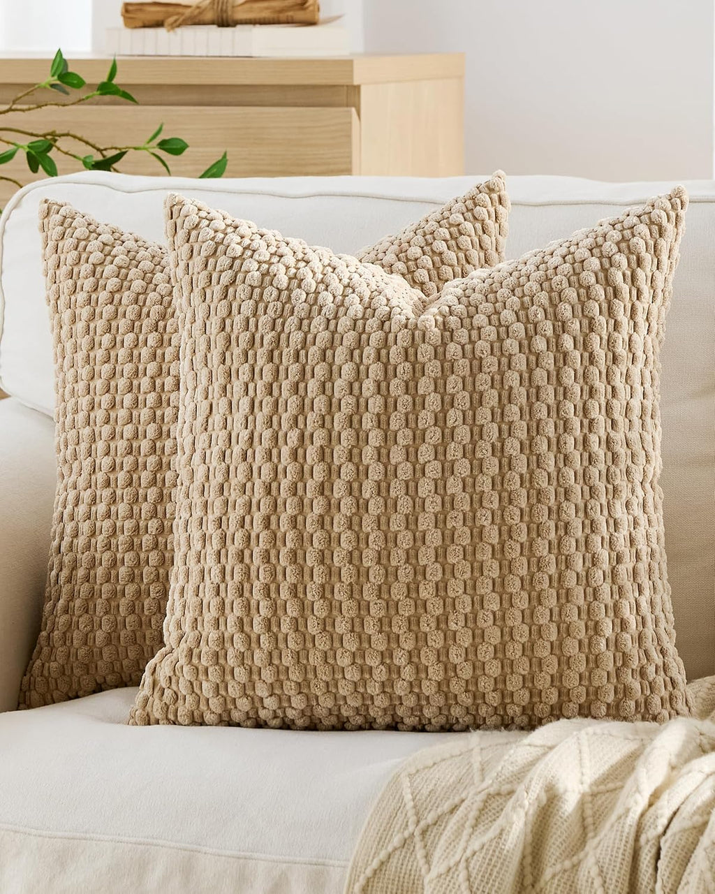 Bubble Corn Cushion Covers - Twin-Pack - Camel, 45cm x 45cm