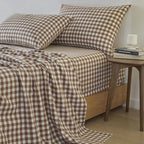 Yarn-Dyed Vintage Washed Cotton Sheet Set - Brown