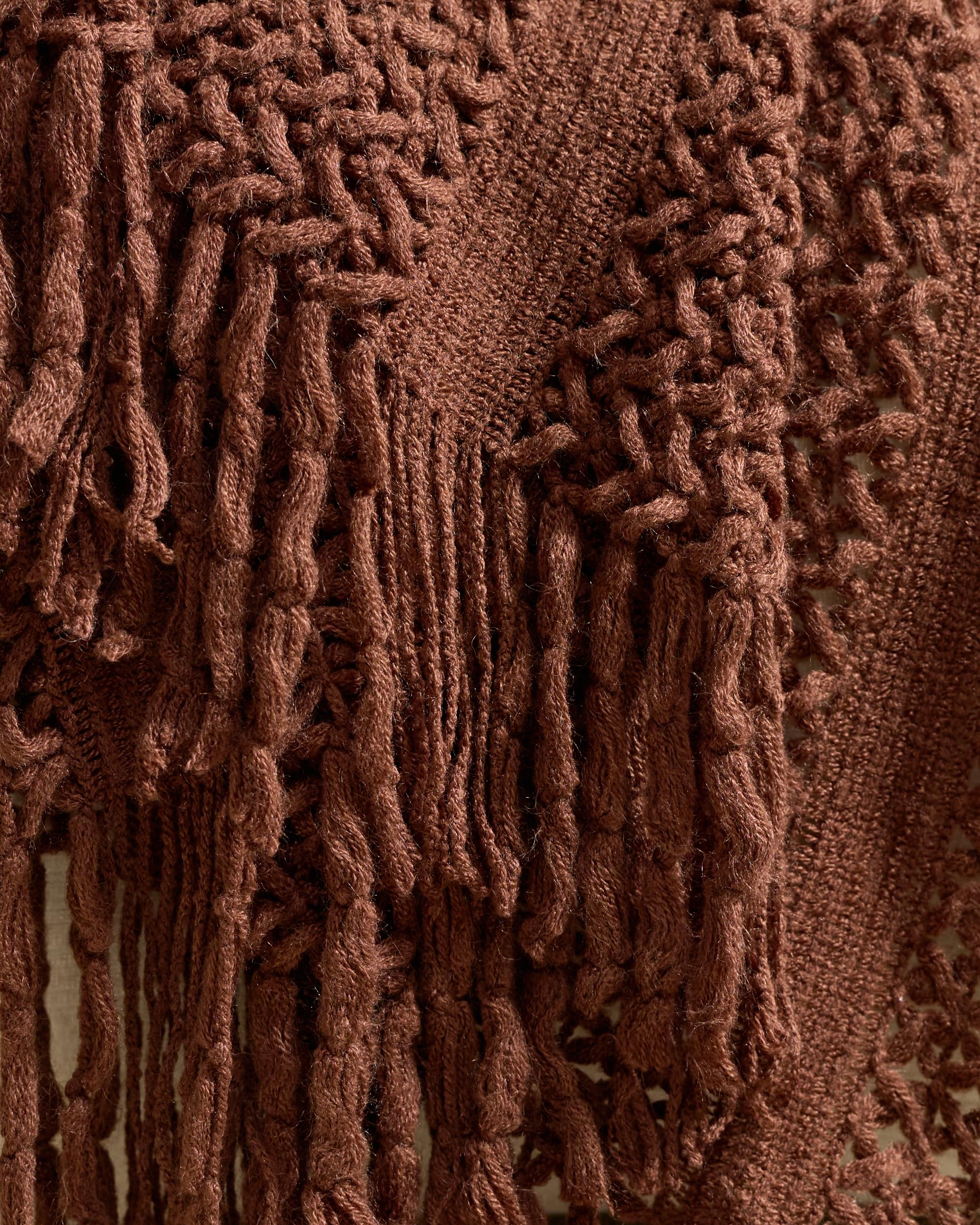 Boho Open-Knitted Throw - Brown, 130x170cm