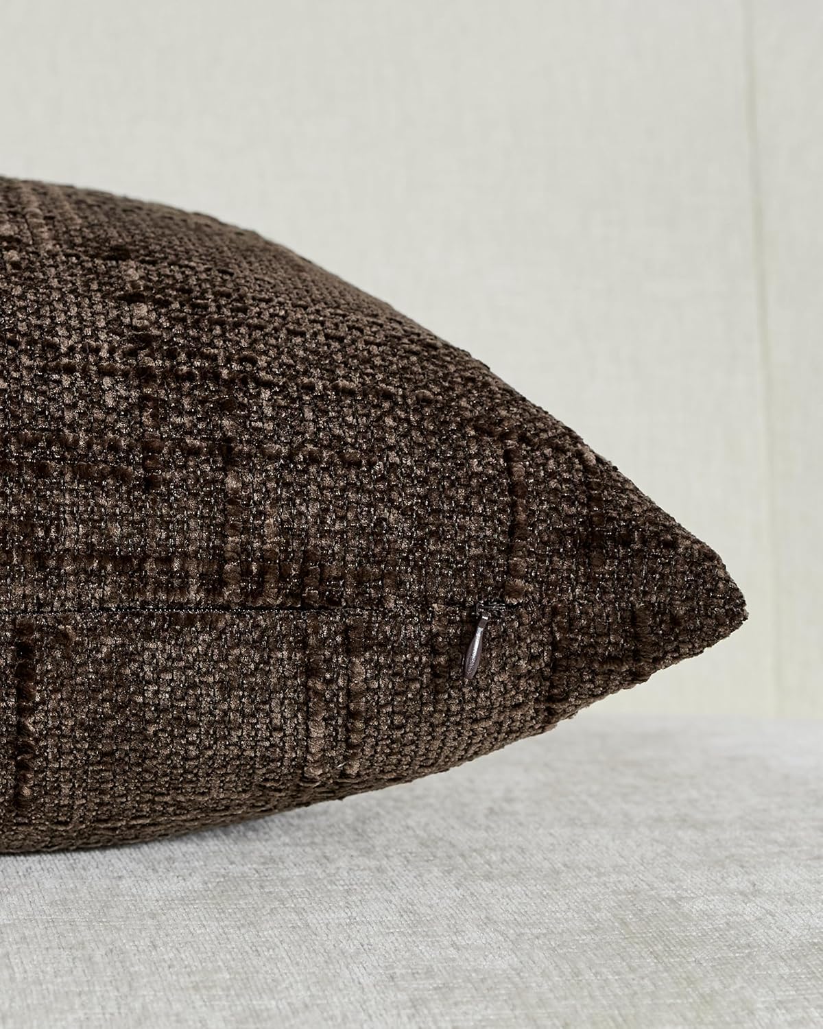 Chenille-Textured Cushion Covers - Twin-Pack - Brown, 30cm x 50cm