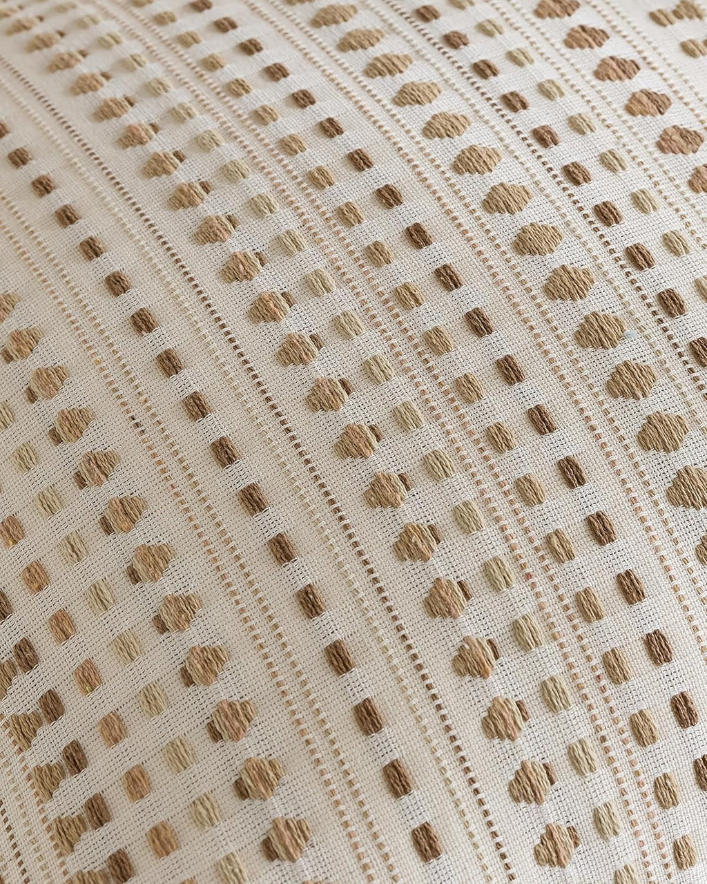 Bohemian Dot Woven Cushion Covers - Twin-Pack - Beige, 30cm x 50cm
