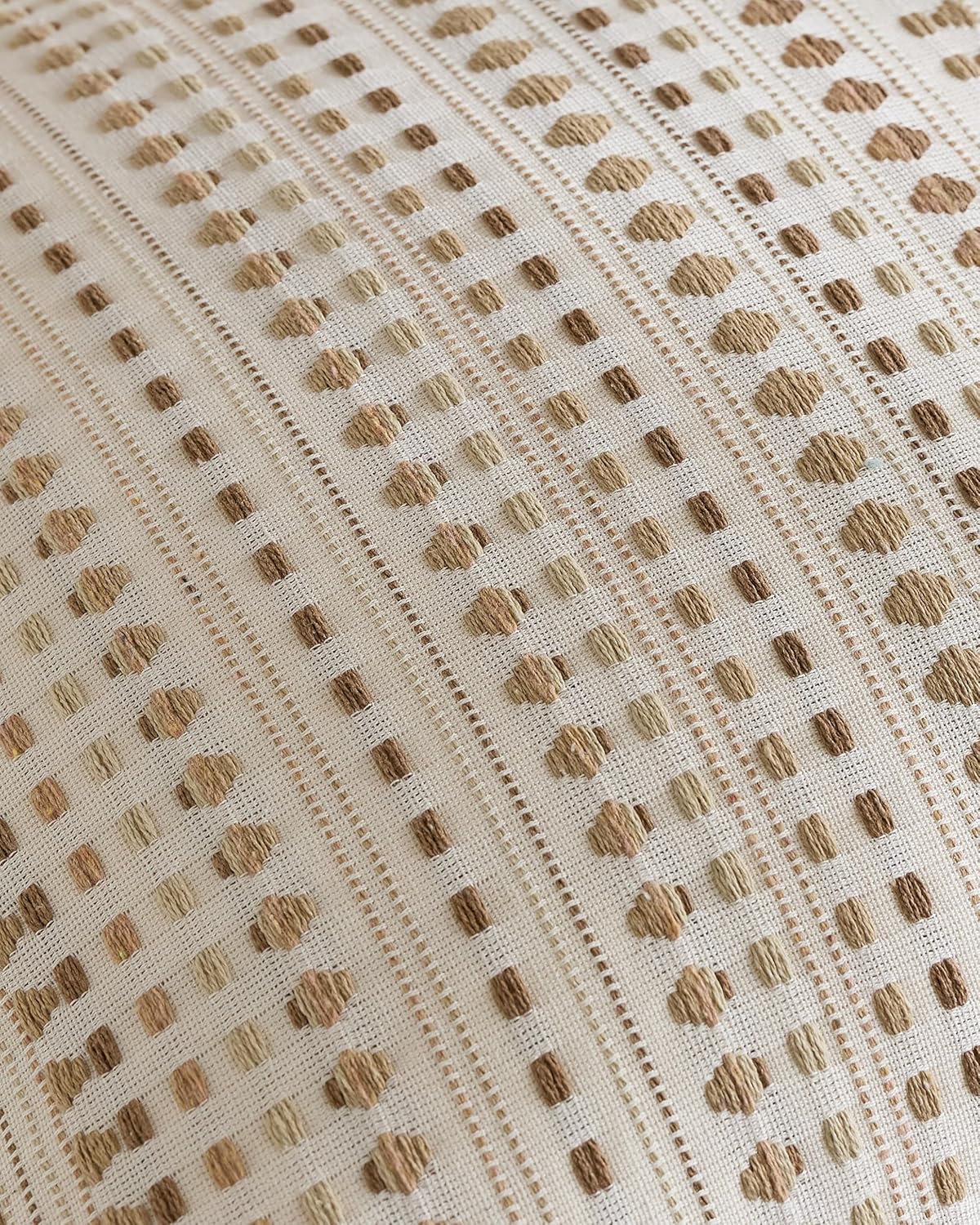 Bohemian Dot Woven Cushion Covers - Twin-Pack - Beige, 30cm x 50cm