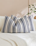 Heritage Linear Woven Cushion Covers - Twin-Pack - Indigo, 30cm x 50cm