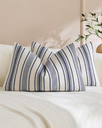 Heritage Linear Woven Cushion Covers - Twin-Pack - Indigo, 30cm x 50cm