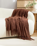 Bobble Textured Knitted Throw - Brown, 130x170cm