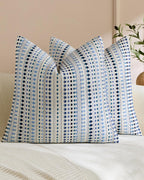 Bohemian Dot Woven Cushion Covers - Twin-Pack - Blue, 45cm x 45cm