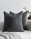 Chenille Waffle Cushion Covers - Twin-Pack - Charcoal, 45cm x 45cm