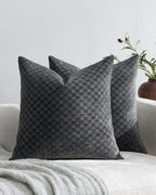 Chenille Waffle Cushion Covers - Twin-Pack - Charcoal, 45cm x 45cm
