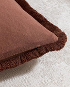 Linen-Cotton Cushion Covers with Tassels, Set of 2, Cocoa, 30x50cm