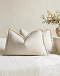Linen-Cotton Cushion Covers with Tassels, Set of 2, Linen, 30x50cm