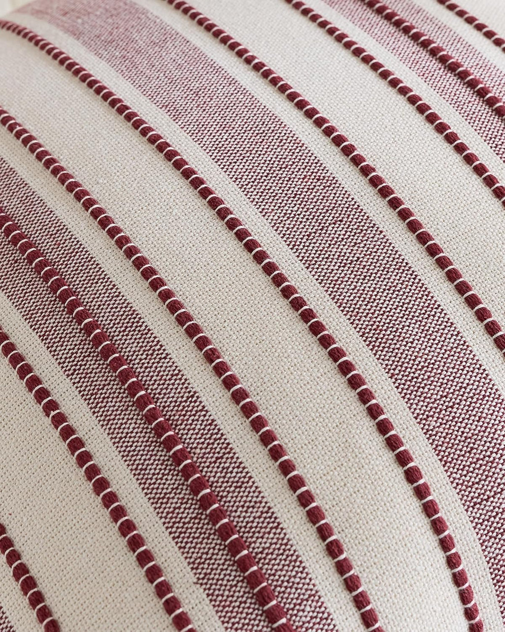 Heritage Linear Woven Cushion Covers - Twin-Pack - Burgundy, 30cm x 50cm