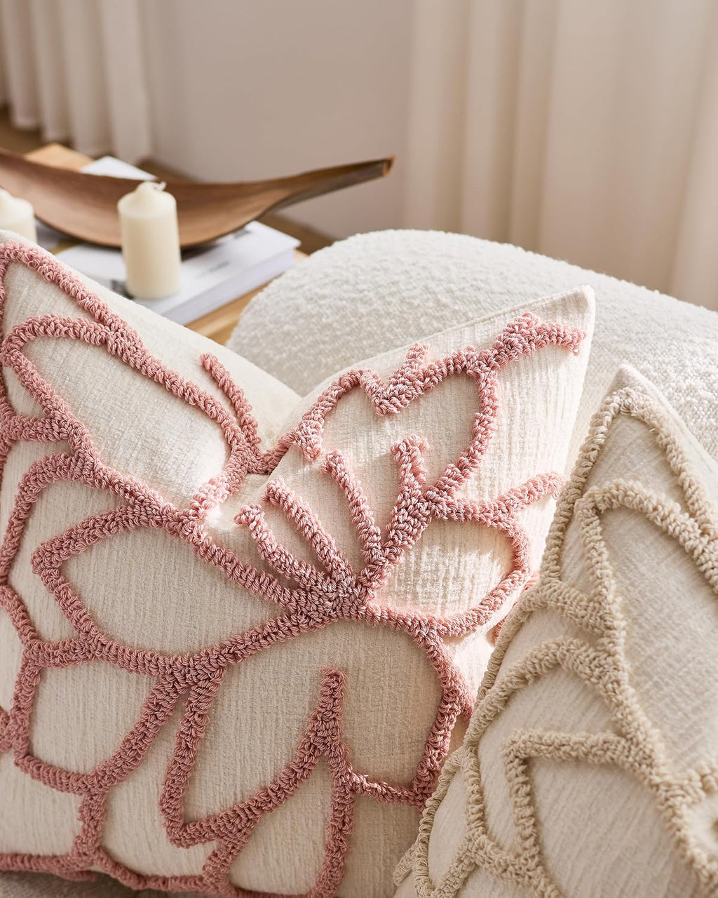 Tufted Rose Cushion Covers - Twin-Pack - Pink, 45cm x 45cm