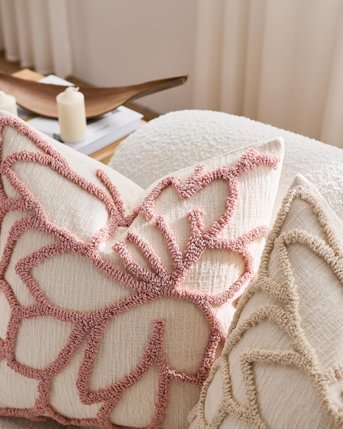 Tufted Rose Cushion Covers - Twin-Pack - Pink, 45cm x 45cm