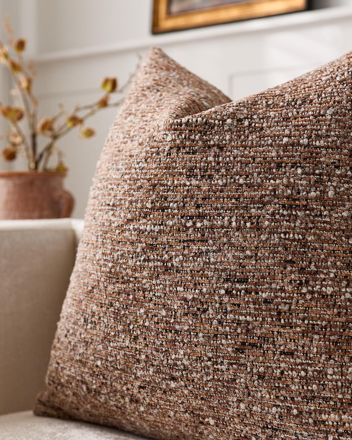 Speckled Bouclé Cushion Covers - Twin-Pack - Brown, 45cm x 45cm