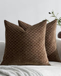 Chenille Waffle Cushion Covers - Twin-Pack - Brown, 45cm x 45cm