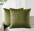 Velvet Cushion Covers - Twin-Pack - Olive Green