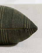 Linen Blend Striped Cushion Covers, Set of 2, Olive, 45x45cm