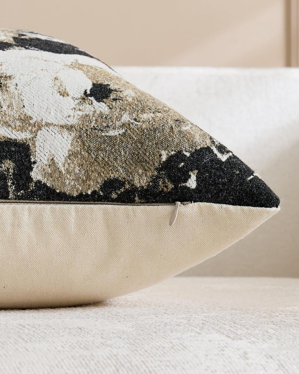 Vintage Floral Chenille Cushion Covers - Twin-Pack - Black, 45cm x 45cm