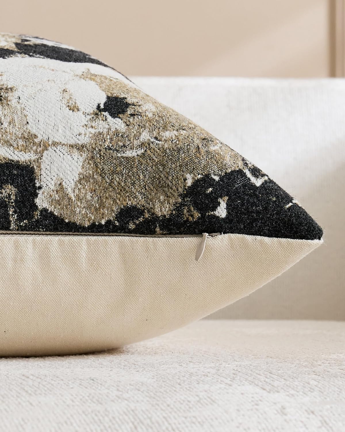 Vintage Floral Chenille Cushion Covers - Twin-Pack - Black, 45cm x 45cm