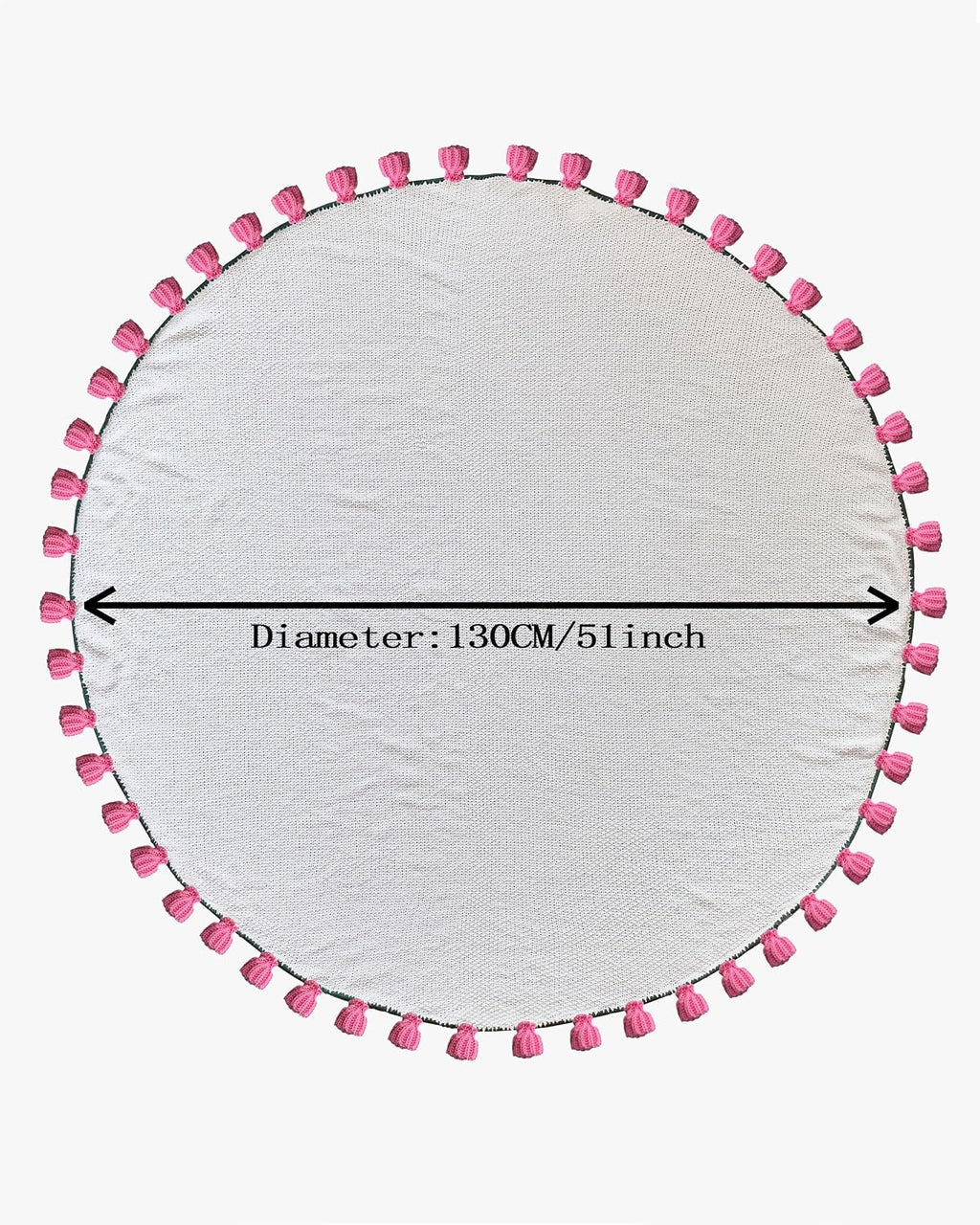 3-in-1 Round Rosebud Knit Throw - Pink, 130cm Diameter