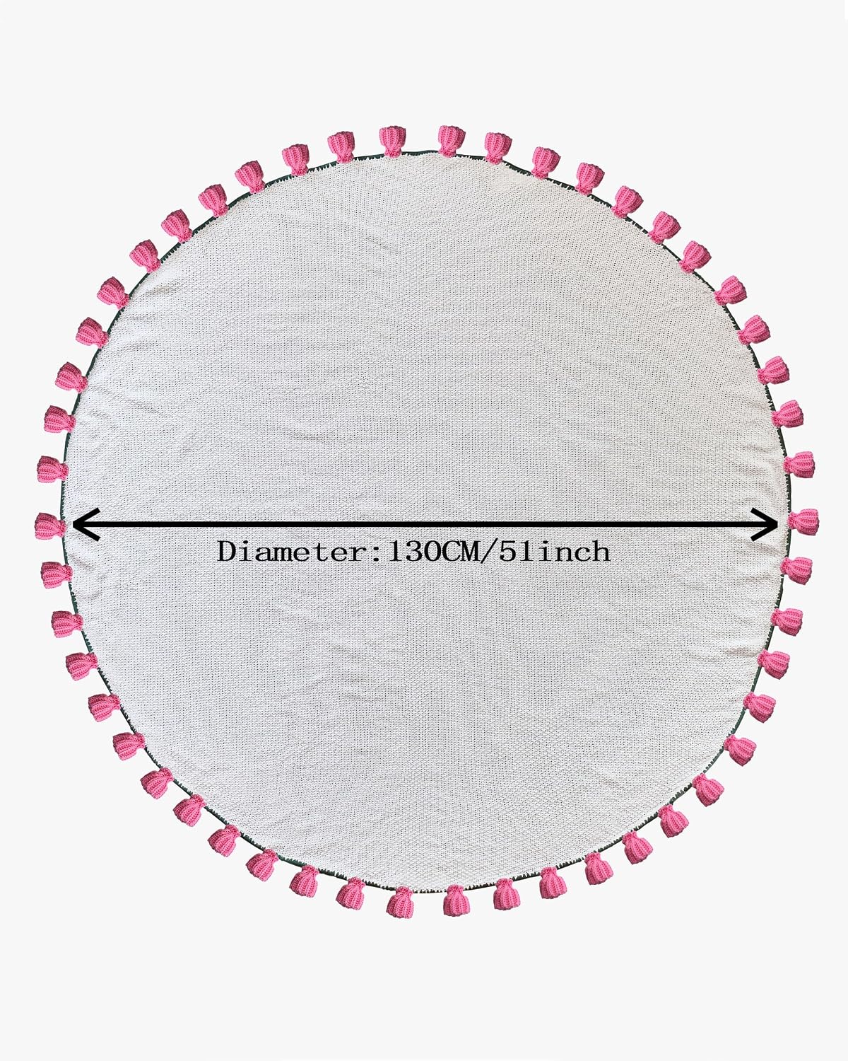 3-in-1 Round Rosebud Knit Throw - Pink, 130cm Diameter