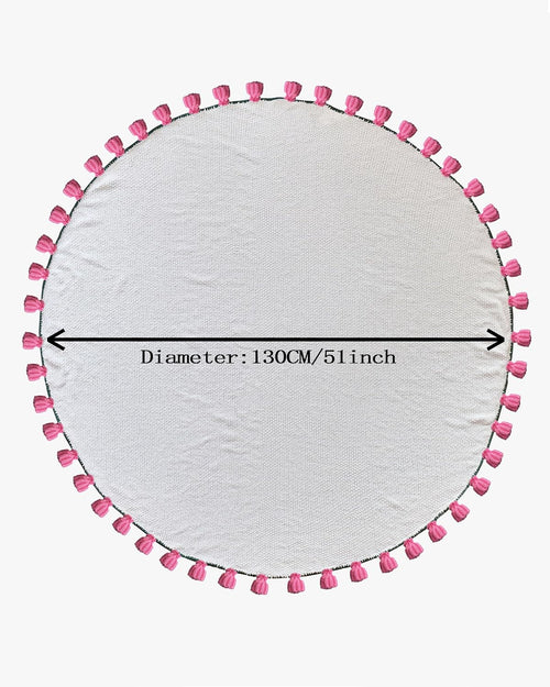 3-in-1 Round Rosebud Knit Throw - Pink, 130cm Diameter
