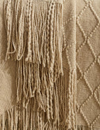 Micro Plush Diamond Knitted Throw Blanket, Natural