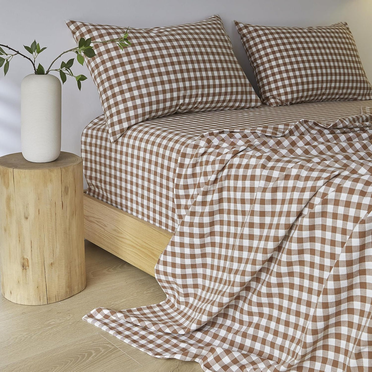 Yarn-Dyed Vintage Washed Cotton Sheet Set - Brown