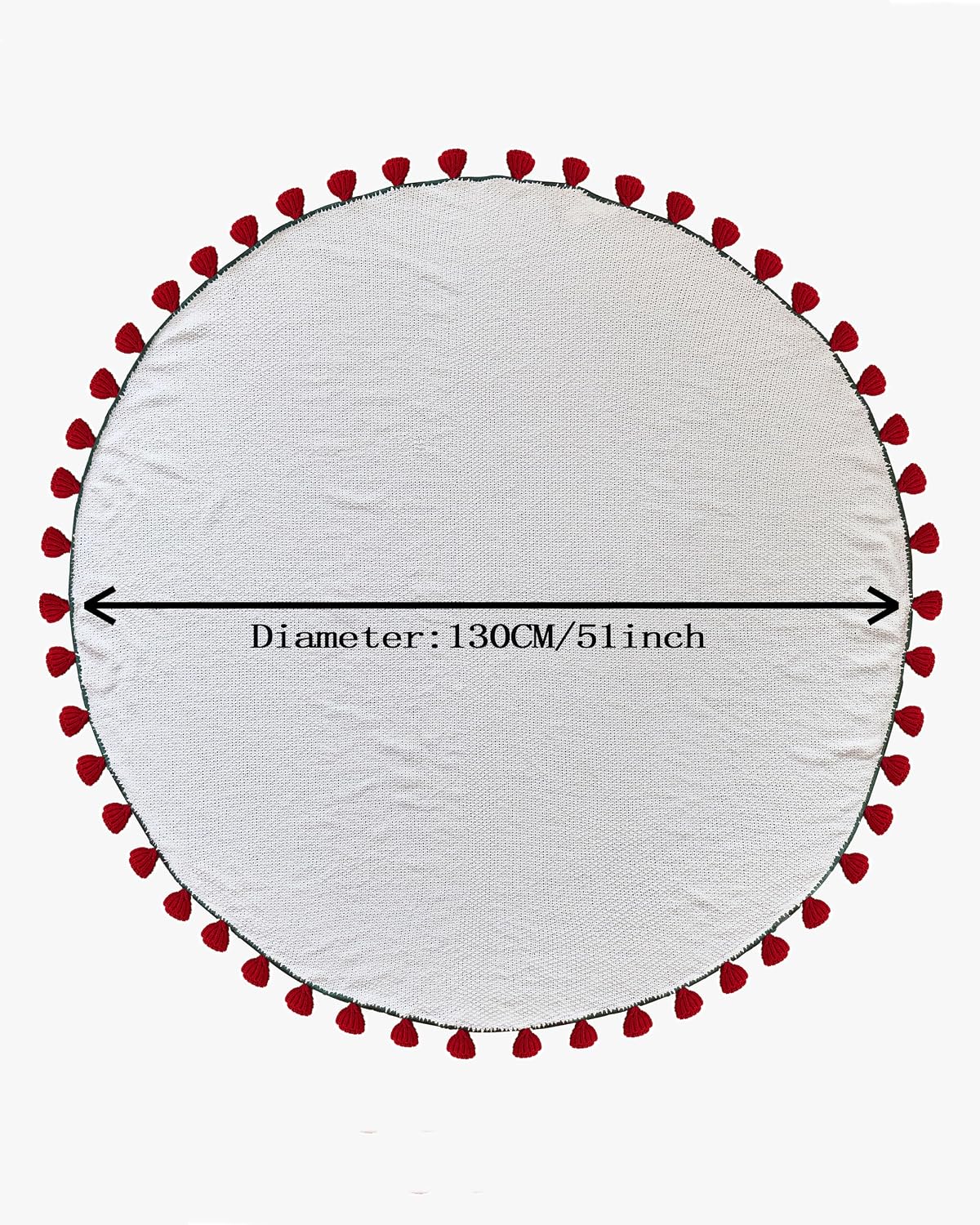 3-in-1 Round Rosebud Knit Throw - Red, 130cm Diameter
