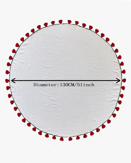3-in-1 Round Rosebud Knit Throw - Red, 130cm Diameter