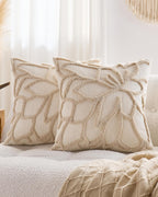 Tufted Rose Cushion Covers - Twin-Pack - Beige, 45cm x 45cm