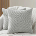 Corduroy Windmill-Inspired Cushion Covers - Twin-Pack - Light Grey - 45cm x 45cm