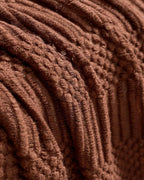 Bobble Textured Knitted Throw - Brown, 130x170cm