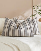 Heritage Linear Woven Cushion Covers - Twin-Pack - Brown, 30cm x 50cm
